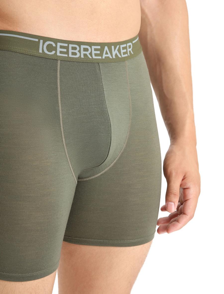 Men's Icebreaker Merino Anatomica Long Boxers Underwear Loden | CA 1663JPQJ